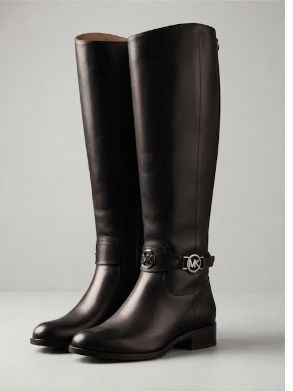 Michael Kors Heather Black  Leather Tall Riding Boots Sz 8.5 Heritage Equestrian